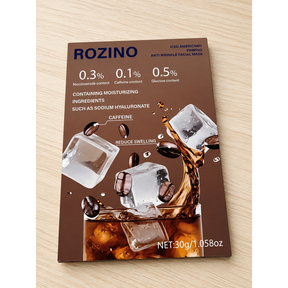 ROZINO Iced Americano Anti Wrinkle Facial Sheet Mask Coffee Caffeine Hydrating